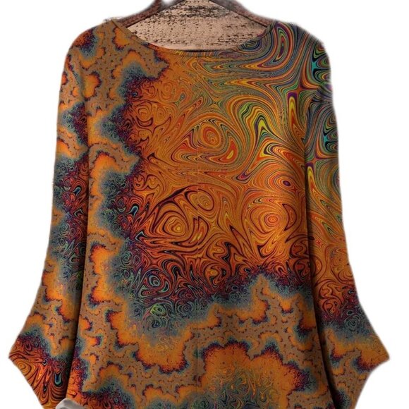 NEW Vibrant Colorful Print Blouse Sizes  4x, 5x - Picture 2 of 4